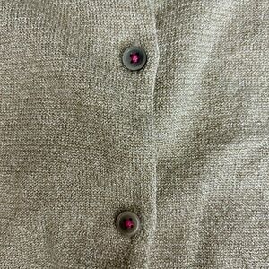 Mini Boden Beige Cardigan with Pink Trim